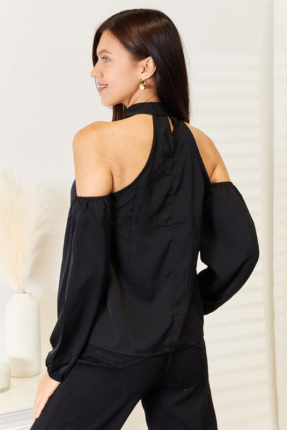 Cold Shoulder Long Sleeve Blouse