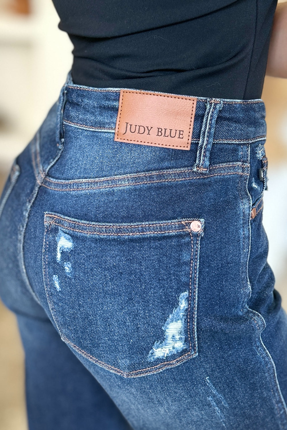 Blue Full Size High Waist Rigid Magic Heavy Destroy Straight Jeans