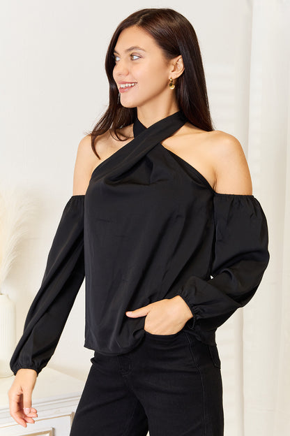 Cold Shoulder Long Sleeve Blouse