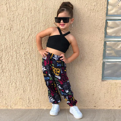 1-8Years Kids Girls Summer Clothes Sets Sleeveless Cross Crop Tops+Loose Casual Pants Baby Children Girl Beach Holiday Clothing