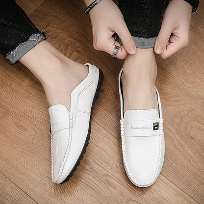 Slippers For Men Loafers Leather Indoor Home Slippers Men Spring Slip On Soft Comfor Black Bedroom Indoor Flat Men Shoes