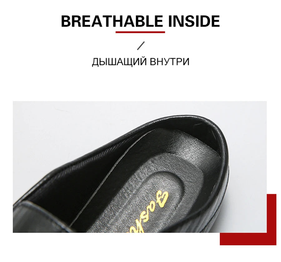 Slippers For Men Loafers Leather Indoor Home Slippers Men Spring Slip On Soft Comfor Black Bedroom Indoor Flat Men Shoes