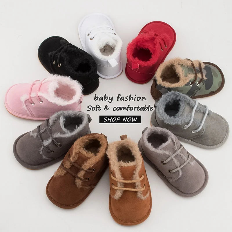 Winter New Baby Booties Boy Girl Boots Cotton Soft-Sole Non-Slip Warm Toddler First Walkers Infant Crib Shoes