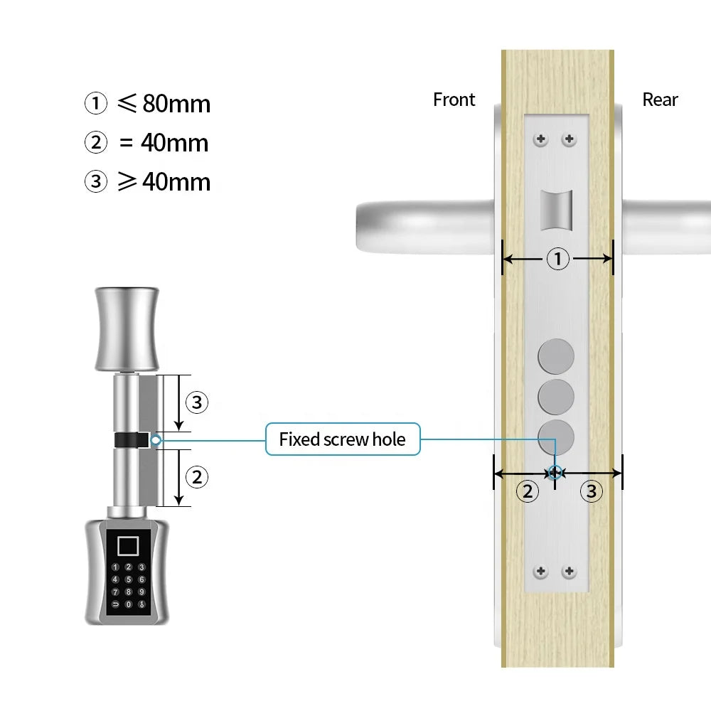 Fingerprint Smart Cylinder Lock password Biometric Electronic  door Lock with Code digital Keypad Home intelligent lock airbnb