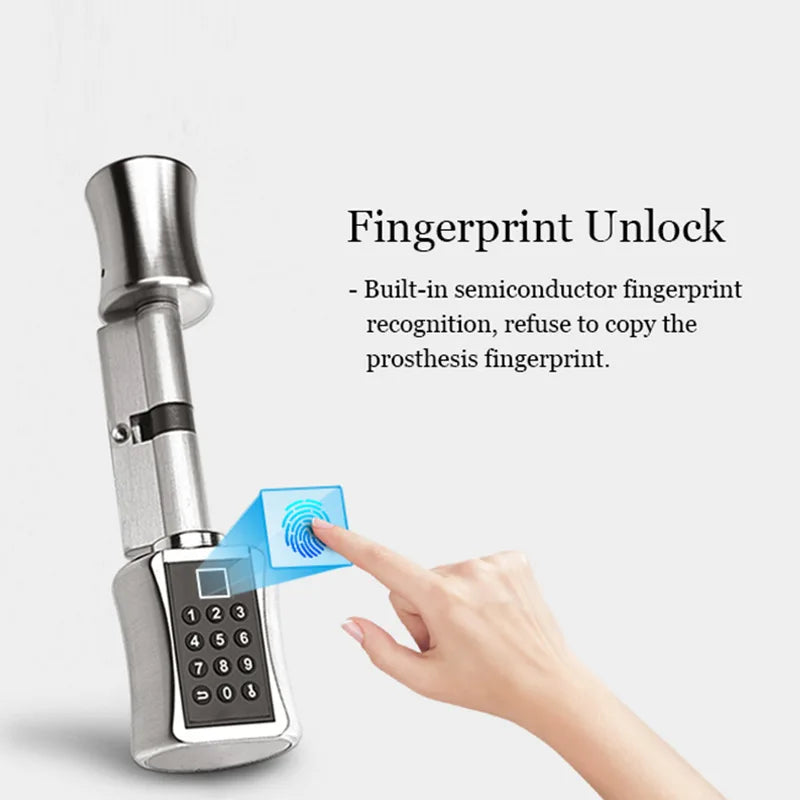 Fingerprint Smart Cylinder Lock password Biometric Electronic  door Lock with Code digital Keypad Home intelligent lock airbnb