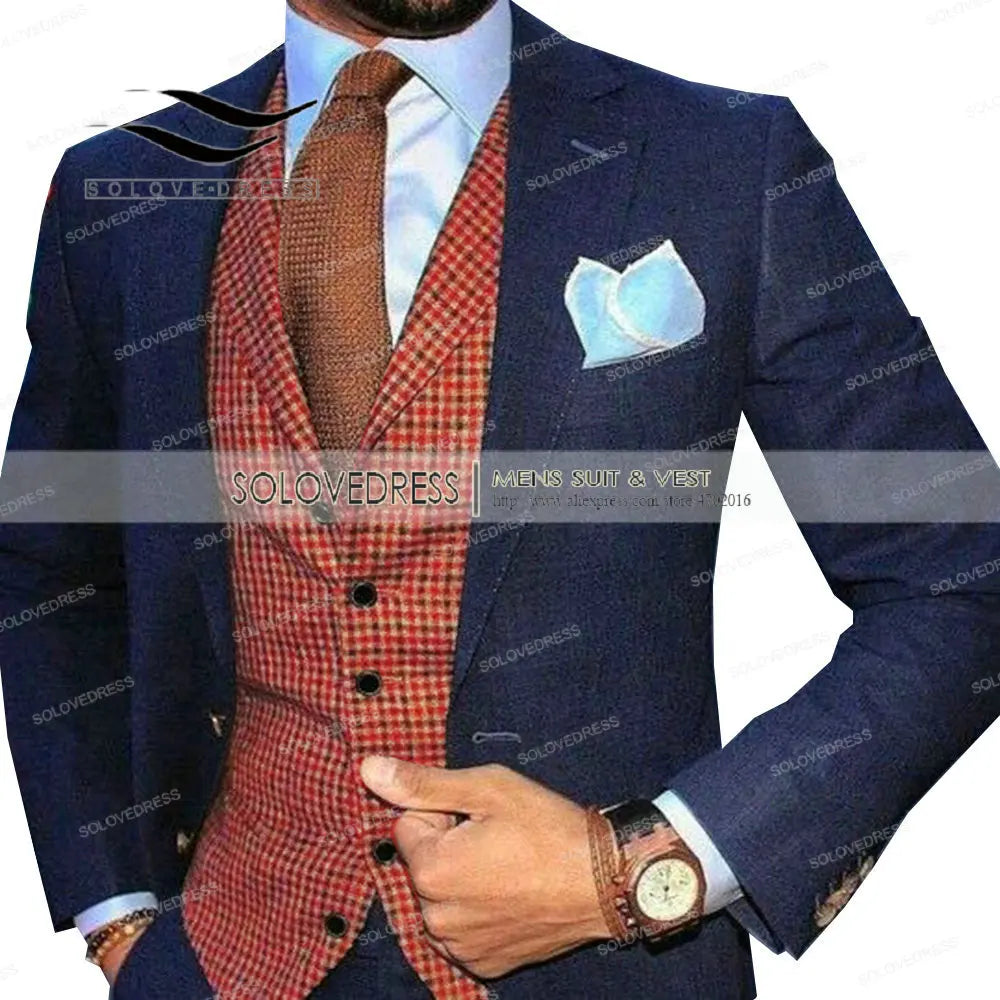 Mens Suit Vest Lapel V Neck Wool Wool Plaid Casual Formal Business Vest Waistcoat Groomman For Wedding Green/Brown/Grey/Coffe