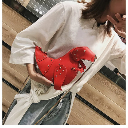 Trend Fashion 3D Dinosaur Design Rivets Pu Leather Girl's Chain Purse Shoulder Bag Tote Ladies Crossbody Mini Messenger Bag Flap