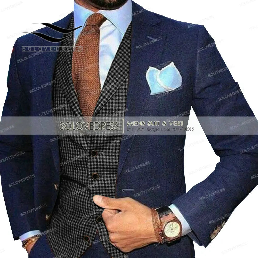 Mens Suit Vest Lapel V Neck Wool Wool Plaid Casual Formal Business Vest Waistcoat Groomman For Wedding Green/Brown/Grey/Coffe