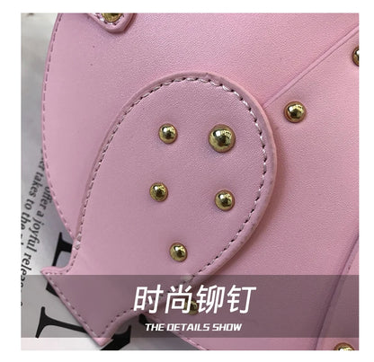 Trend Fashion 3D Dinosaur Design Rivets Pu Leather Girl's Chain Purse Shoulder Bag Tote Ladies Crossbody Mini Messenger Bag Flap