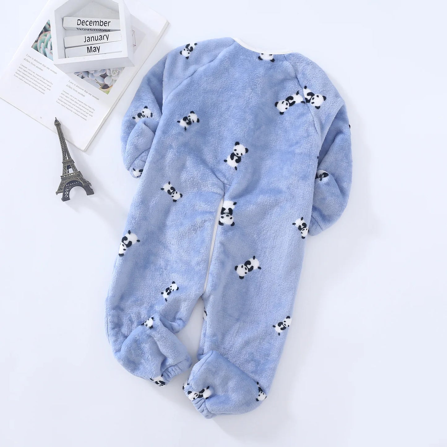 Toddler Bodysuits Girls Flannel Rompers Children Casual Sleepwear Costume Onesies For Boy Cartoon Print Plus Velvet Baby Pajamas