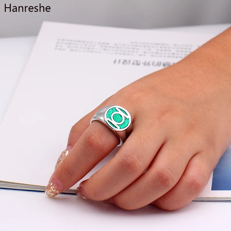 Dc Comics Super Hero Ring Green Lantern Rings For Movie Trendy Jewelry Men And Women Wholesale Enamel Power Ring Men Gift