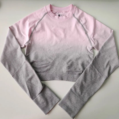 Women Cropped Seamless Long Sleeve Top Crop