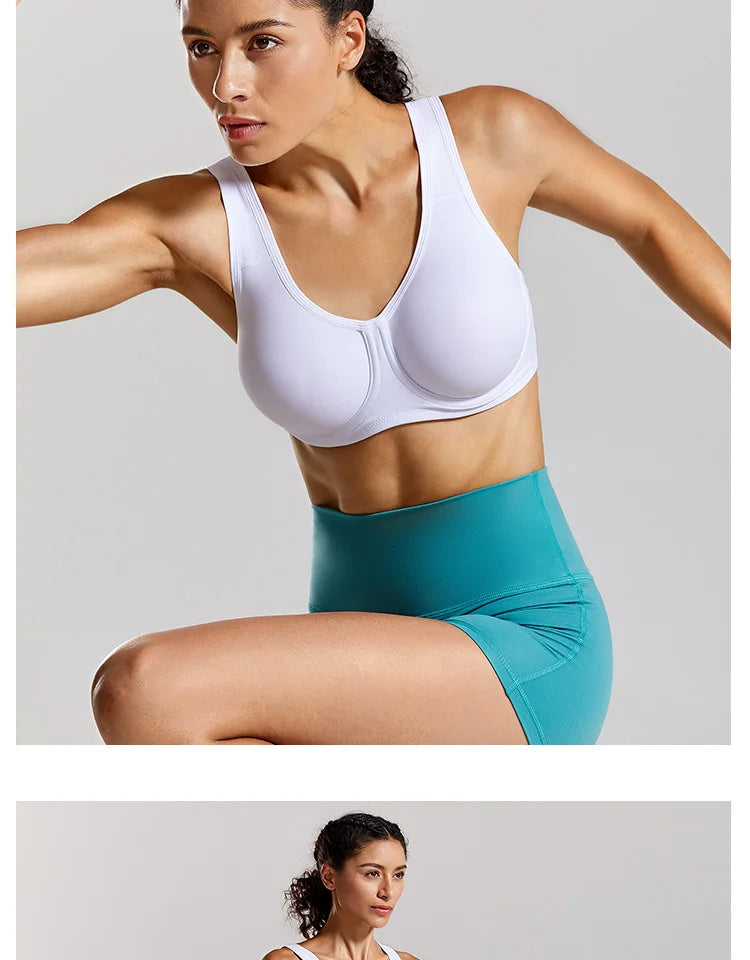 Sports Bra Women Max Control High Support Plus Size Underwire Gym Fitness Tops Activewear Beathable Yoga Curve Underwear