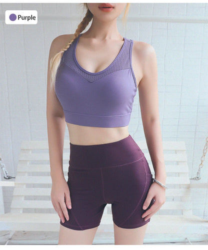 Breathable Mesh Sports Bra for Women Comfortable Yoga Gym Shirt High Impact Active Crop Fitness Push Up Brassiere Sportswear