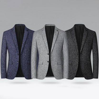 Men Blazer Solid Color Single-breasted Autumn Winter Lapel Buttons Suit Jacket for Daily Wear