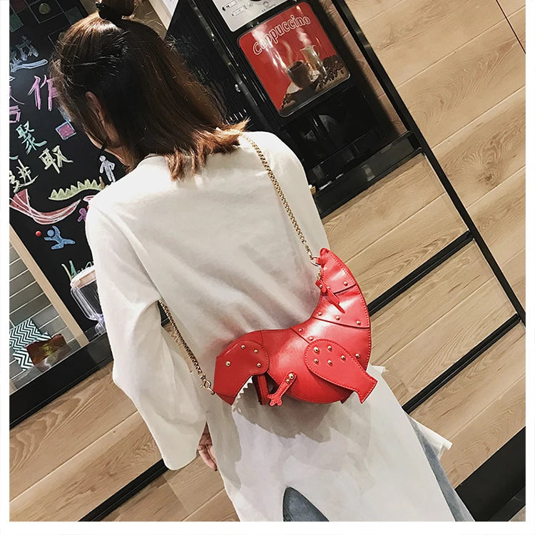 Trend Fashion 3D Dinosaur Design Rivets Pu Leather Girl's Chain Purse Shoulder Bag Tote Ladies Crossbody Mini Messenger Bag Flap