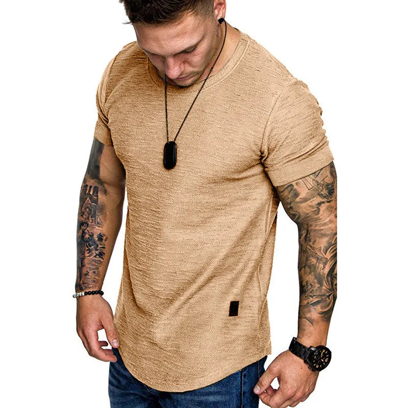 Short Sleeve shirt Streetwear Hip Hop Summer T Shirt Men Longline Curved Hem Fitness Shirt Streetwear Slim Funny T-Shirt Plus Size M-3XL