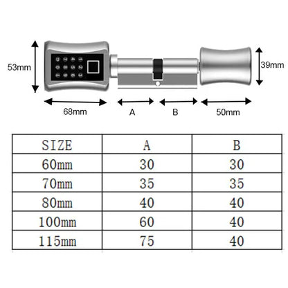 Fingerprint Smart Cylinder Lock password Biometric Electronic  door Lock with Code digital Keypad Home intelligent lock airbnb