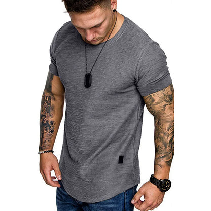 Short Sleeve shirt Streetwear Hip Hop Summer T Shirt Men Longline Curved Hem Fitness Shirt Streetwear Slim Funny T-Shirt Plus Size M-3XL