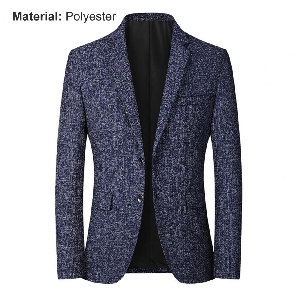 Men Blazer Solid Color Single-breasted Autumn Winter Lapel Buttons Suit Jacket for Daily Wear