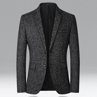 Men Blazer Solid Color Single-breasted Autumn Winter Lapel Buttons Suit Jacket for Daily Wear