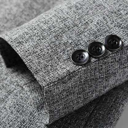 Men Blazer Solid Color Single-breasted Autumn Winter Lapel Buttons Suit Jacket for Daily Wear