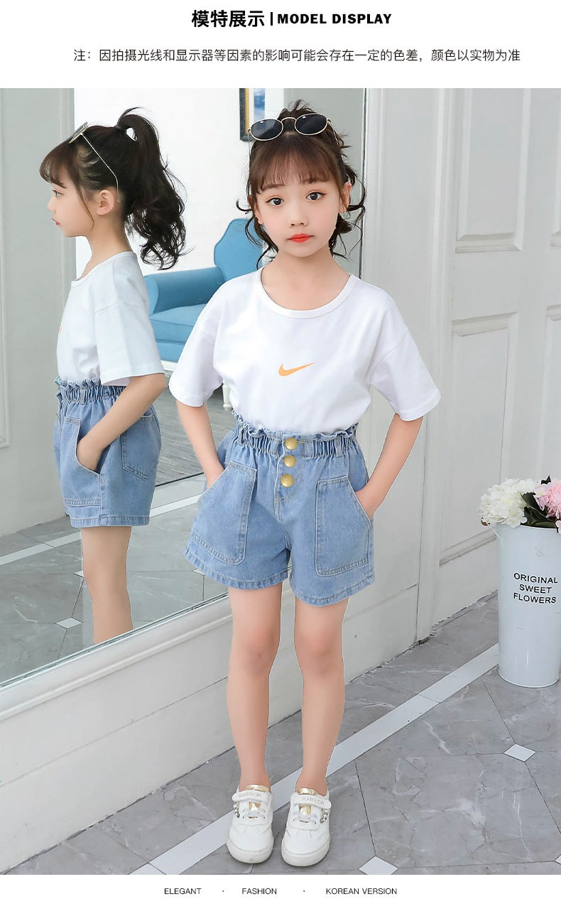 New Girls Denim Shorts Summer Kids Girl Hot Pants Clothing Baby Casual Jean Shorts 4 6 8 10 12 14 Year