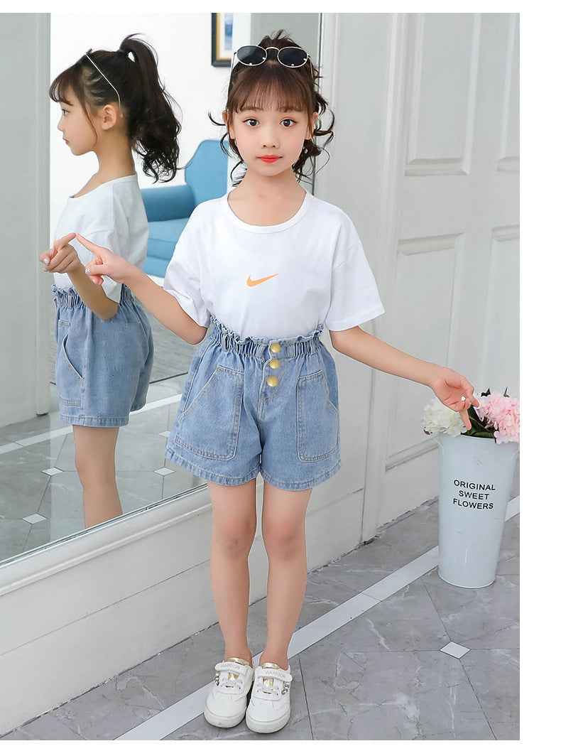 New Girls Denim Shorts Summer Kids Girl Hot Pants Clothing Baby Casual Jean Shorts 4 6 8 10 12 14 Year