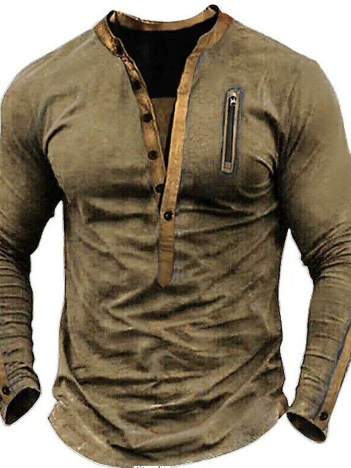 Casual Retro Pure Color Long Sleeves Casual Henley Shirt