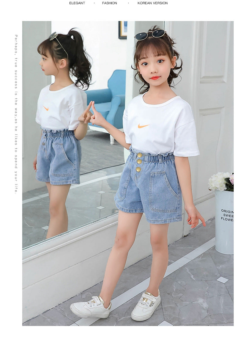 New Girls Denim Shorts Summer Kids Girl Hot Pants Clothing Baby Casual Jean Shorts 4 6 8 10 12 14 Year