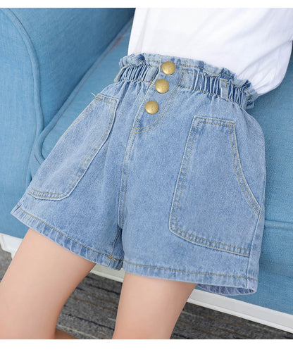 New Girls Denim Shorts Summer Kids Girl Hot Pants Clothing Baby Casual Jean Shorts 4 6 8 10 12 14 Year