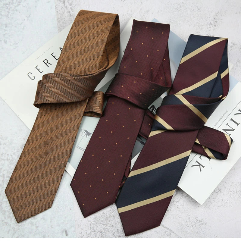 New Trendy Striped Neckties For Men Formal Silk Tie Polyester Jacquard Skinny Neck Tie Wedding Corbata 8cm Gravata Luxury Ties