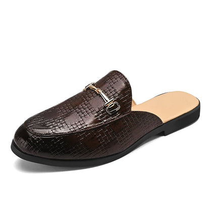 Summer Men Luxury Half Loafers Breathable Slip-on Half Slippers Man Outdoor Buckle Mules Lightweight Slip-on Comfy Casual Shoes