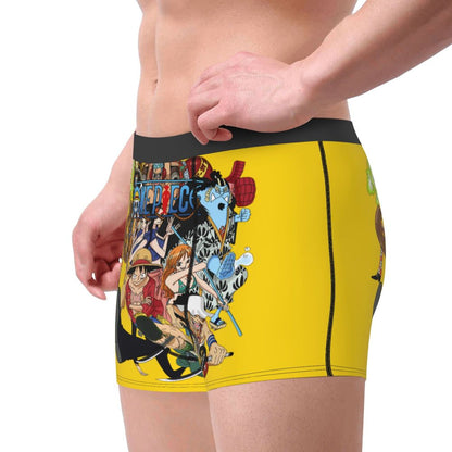 Best One Collage Collection Poster Man's Boxer Briefs Luffy Highly Breathable Underpants Top Quality Print Shorts Birthday Gifts