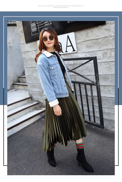 2023 Autumn Winter Denim Coats Women's Thicke Cowboy Jacket Loose Jeans Streetwear Outerwear for Women