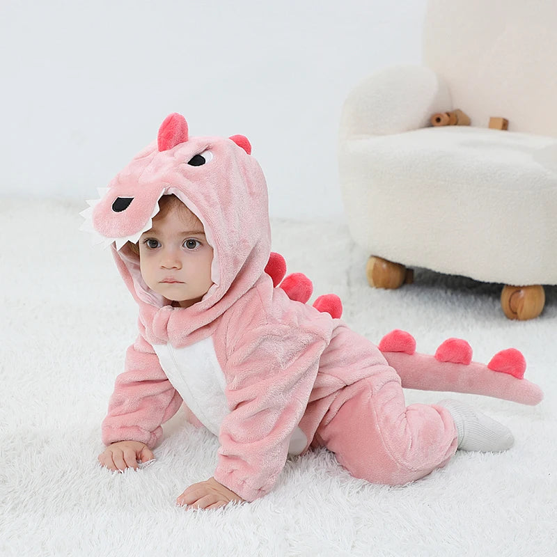 Anime Bear Baby Girl Boy Clothes Romper Lovely Infant Baby Onesie Bodysuit Newborn Zipper Hooded Flannel Cosplay Jumpsuits