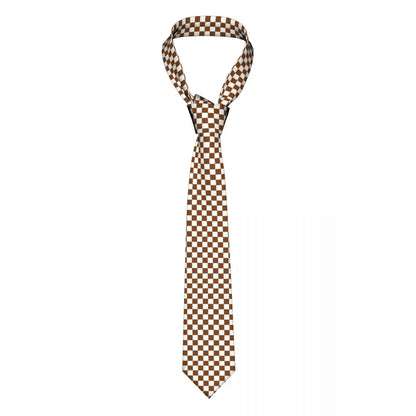 Black And White Checkerboard Pattern Ties Men Formal Silk Geometric Tartan Necktie for Office