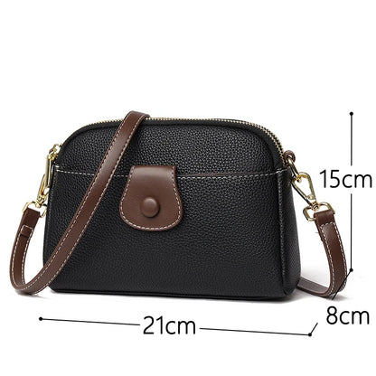 Luxury Designer Messenger Bag High Quality Genuine Leather Women's Solid Color Shoulder Bag Button decoration Cross Body Package