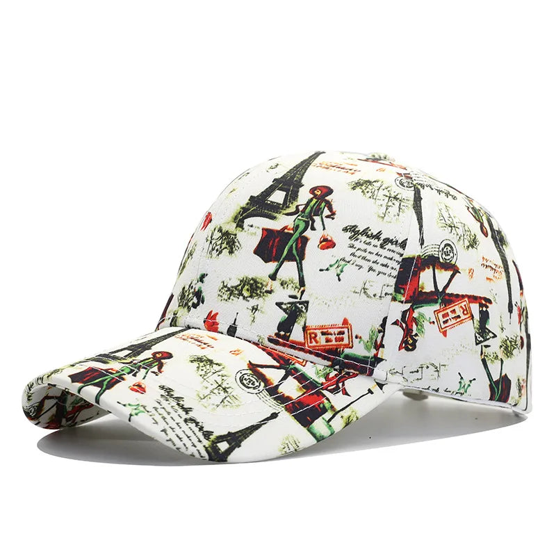 New Print Flower Baseball Caps for Men and Women Summer Sun Hat Visor Cap Adjustable Bonne Hats Gorras