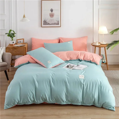 100% Cotton Bedding Set,Twin Size Duvet Cover 200x200,Skin Friendly Breathable,2 Pillowcase,No Bed Sheet,Solid Color