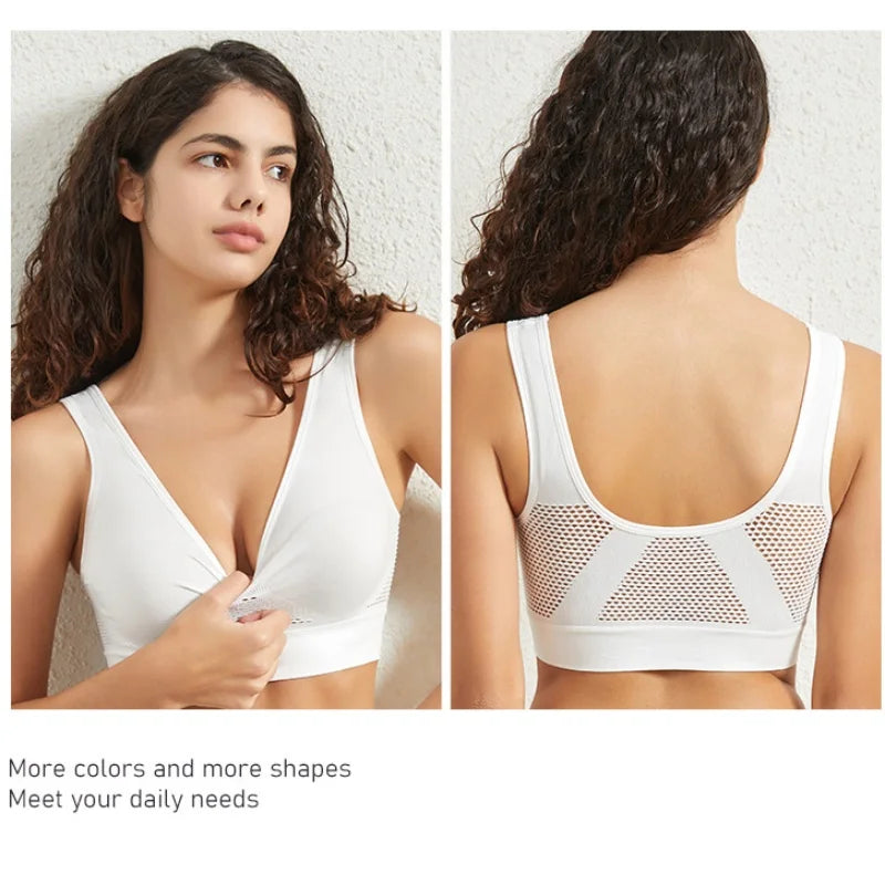 M-5XL Seamless Bras For Women Push Up Hollow Breathable Sports Bra Female Unwired No Pads Crop Top Girls Sexy Lingerie Brassiere