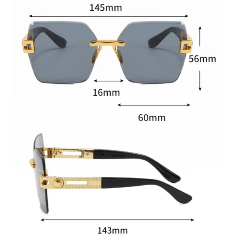 UV400 Borderless Trimming Square Sun Glasses For Summer