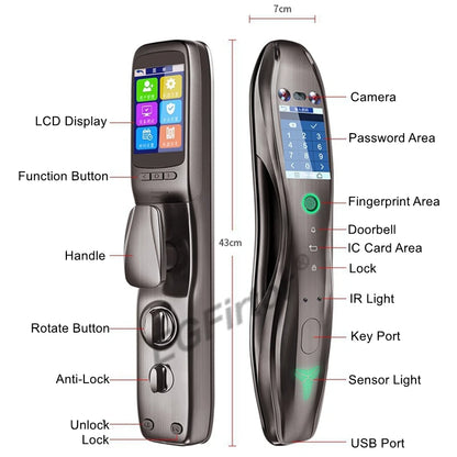 3D Face Recognition Palmprint Fingerprint Password IC Card Touch Screen Electronic Door Lock Home Anti-theft Office Lock