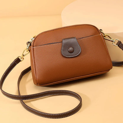 Luxury Designer Messenger Bag High Quality Genuine Leather Women's Solid Color Shoulder Bag Button decoration Cross Body Package