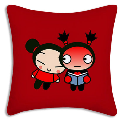 Pillow Covers Cartoon Kawaii Pucca Anime Manga Sofa Decorative Home Double-sided Printing Short Plush Cute Cushion Cover