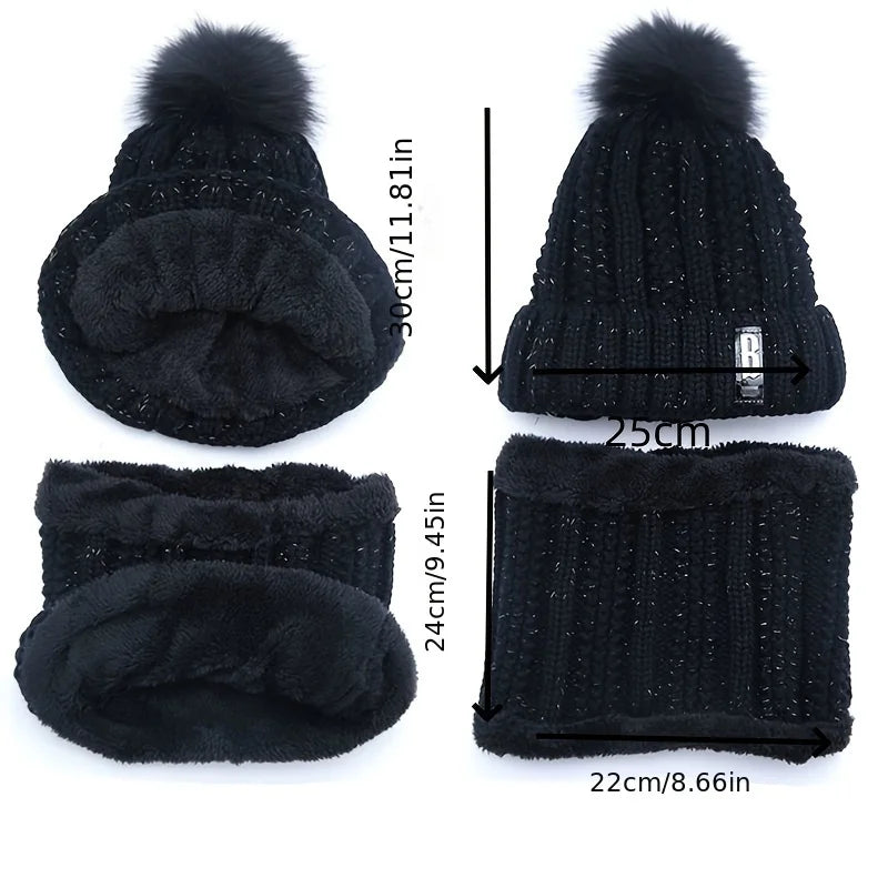 Women's Scarf Hat Winter Cycling Padded Warm Knitted Wool Hat Thickened Windproof Scarf Hat Warm and Cold Knitted Hat