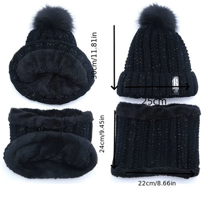 Women's Scarf Hat Winter Cycling Padded Warm Knitted Wool Hat Thickened Windproof Scarf Hat Warm and Cold Knitted Hat