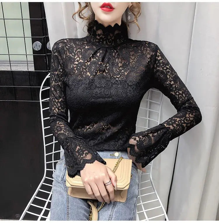 Autumn and Winter Velvet Turtleneck Bottoming Shirt Women's Thickened  Long-sleeved T-shirt Sexy Shirring Top T745