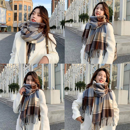 New Fashion Winter Plaid Scarf Female Autumn And Winter Everything New Casual Classic Imitation Cashmere Plaid