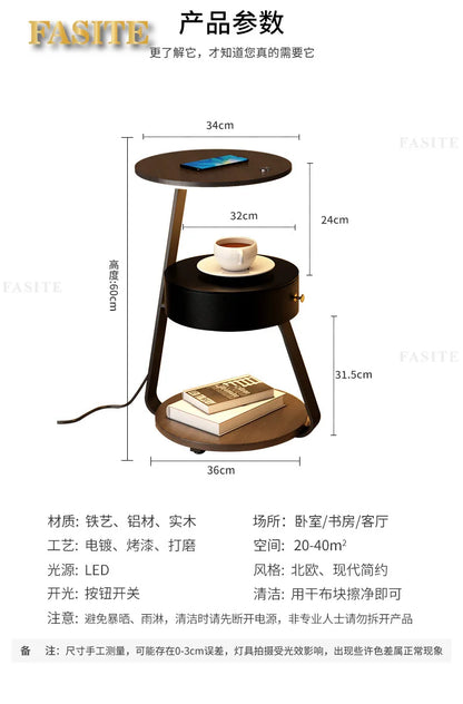 Creative Bedroom Floor Lamp Sofa Side Bedside Table Integrated Wireless Charging Living Room Shelf Coffee Table Lamp Design